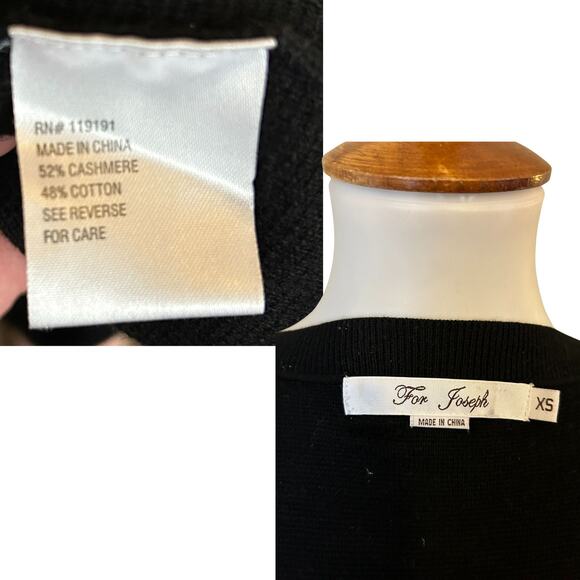 Vintage Y2K For Joseph Cashmere-Cotton Cardigan – Black Rosebud Snap Closure, XS - Picture 6 of 6